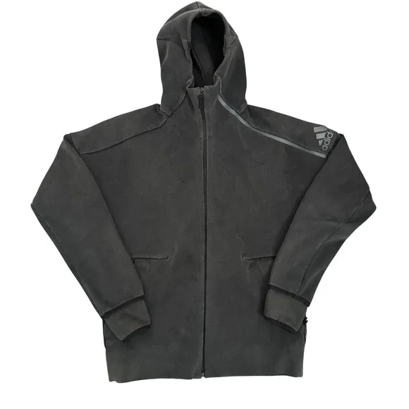 Adidas ZNE Full Zip Hoodie Mens Dark Grey B48879 Techwear Jacket Size M/L - Picture 1 of 6